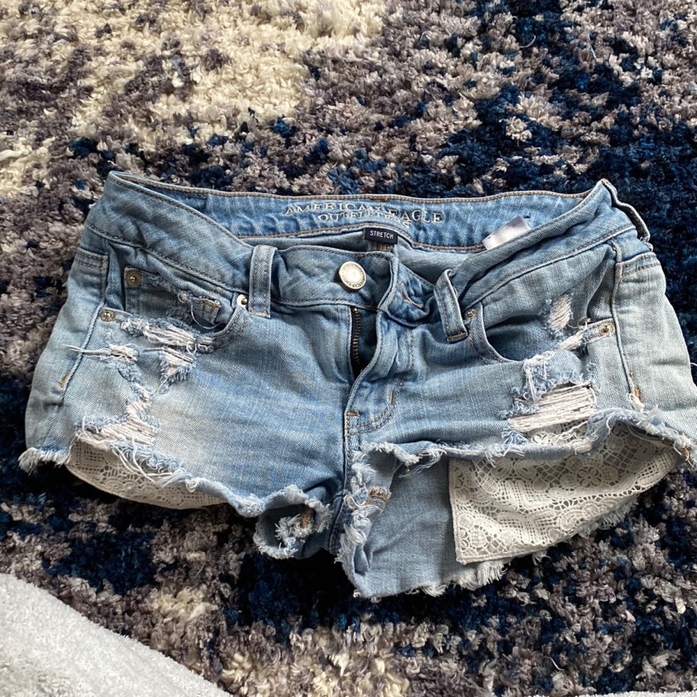 American eagle outfitters denim shirt shorts size 2